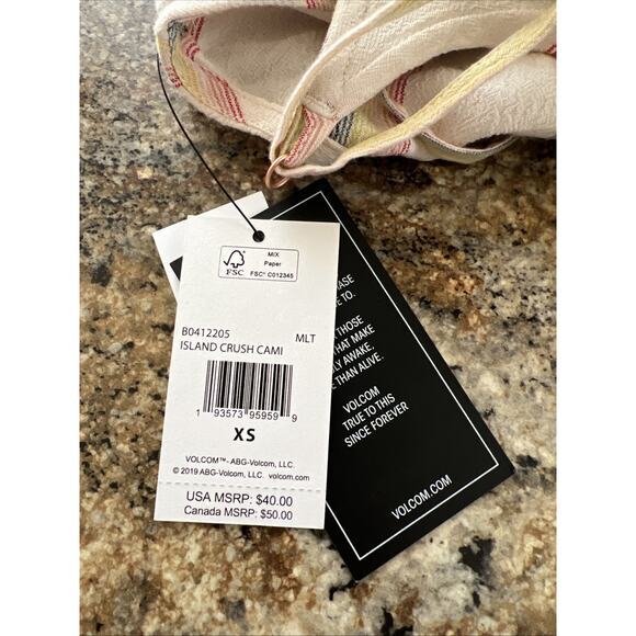 Volcom Women's Ruffled Tropical Stripe Island Cami Tank Size XS NEW - Picture 13 of 13